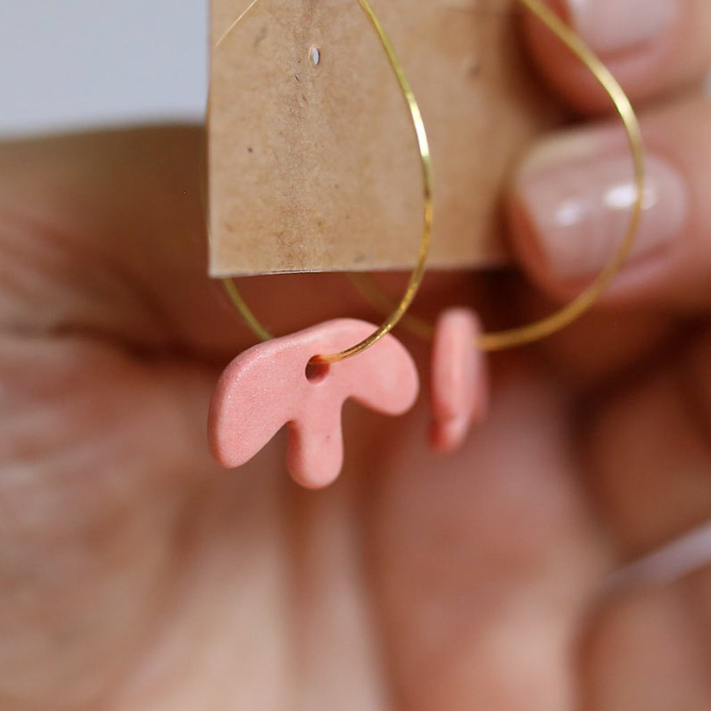 Blue and Pink Abstract Hoop Earrings