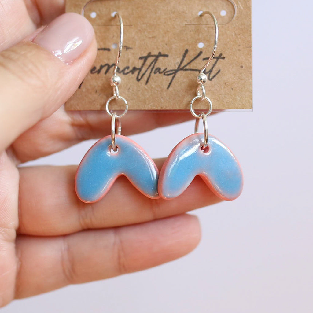 Blue and Pink Boomerang Earrings