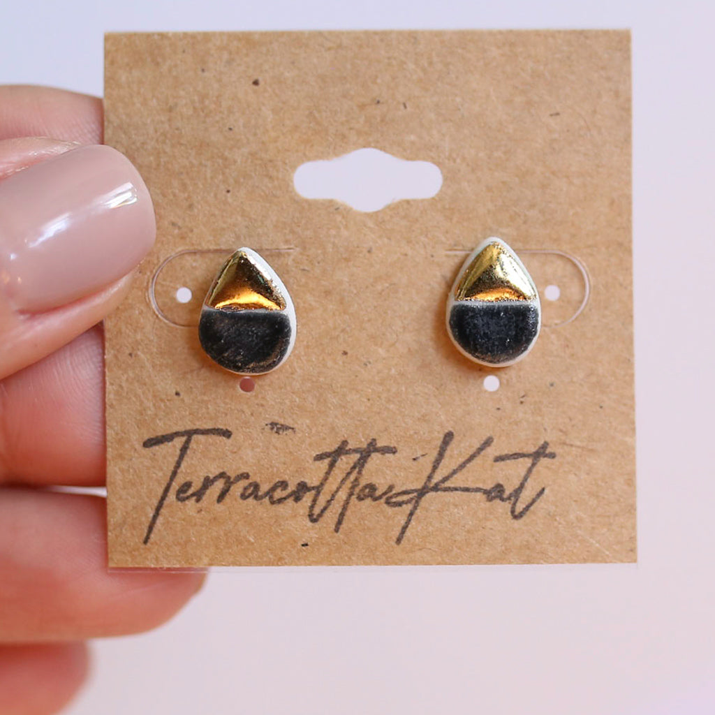 Small Teardrop Earrings in Black