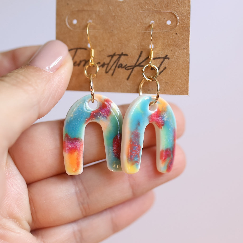 Rainbow Melt Arc Earrings