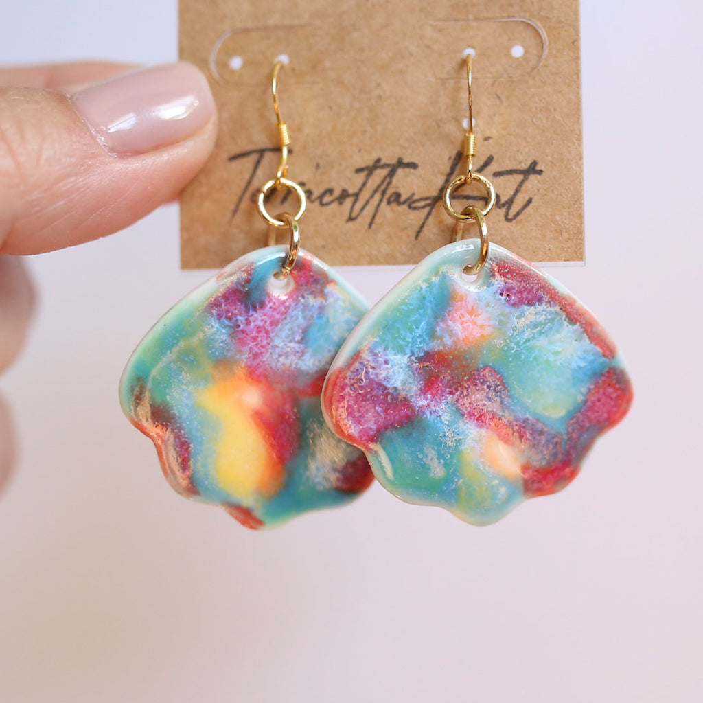 Rainbow Melt Fan Earrings large