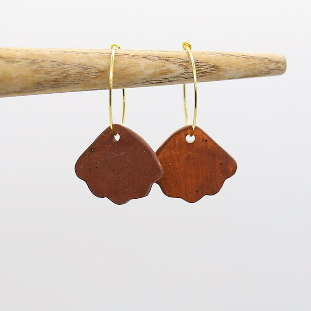 Small Rust Petal Hoop Earrings