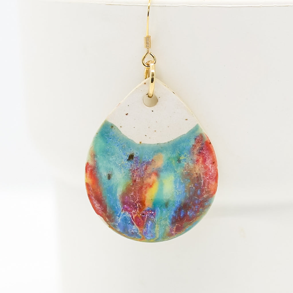 Large Rainbow Drip Drop Earrings