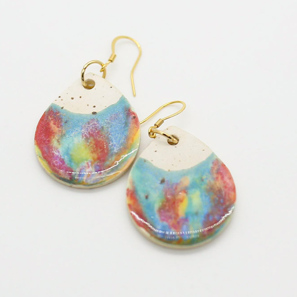 Large Rainbow Drip Drop Earrings