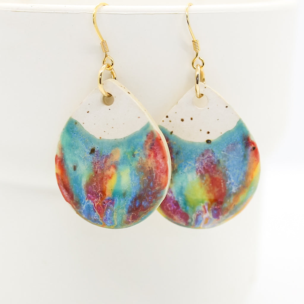 Large Rainbow Drip Drop Earrings