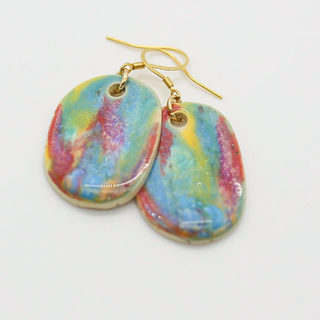 Oval Rainbow Melt Earrings