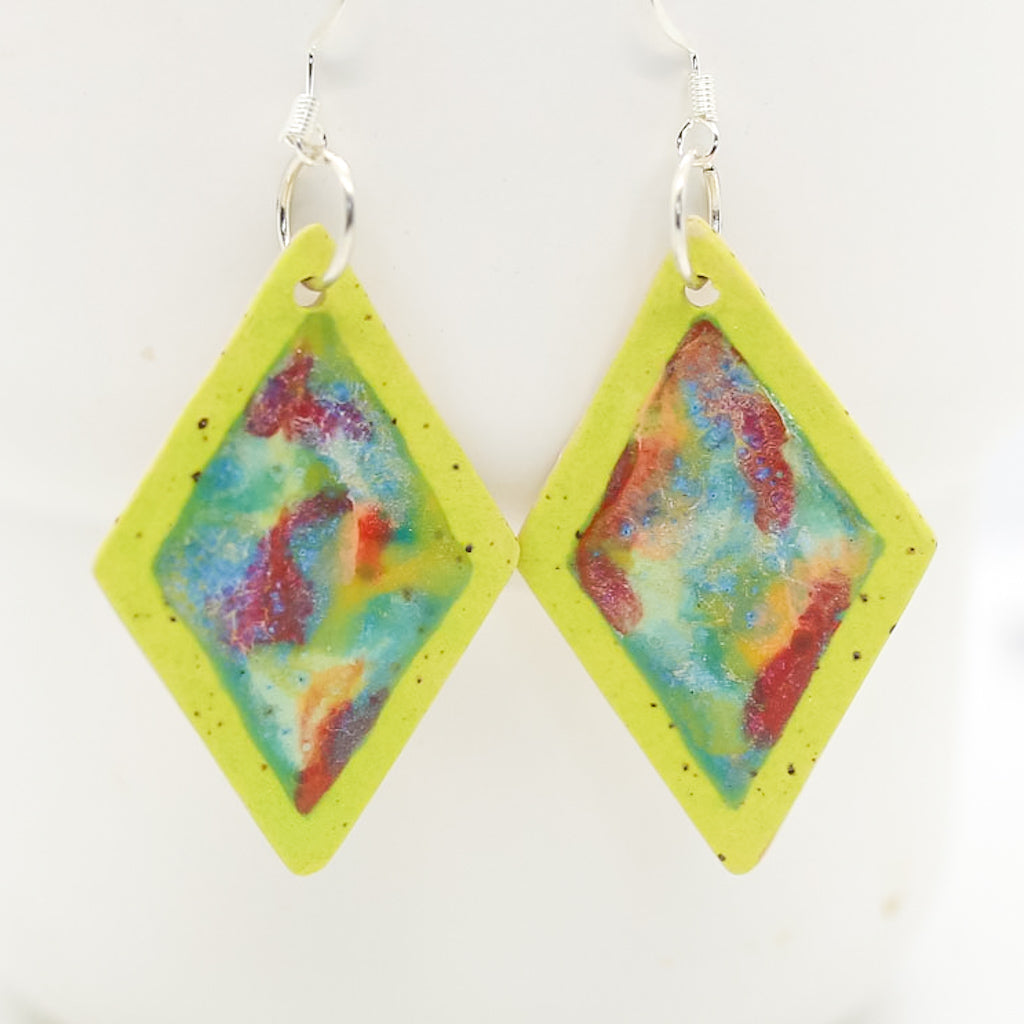 Large Rainbow Drip Diamond Earrings
