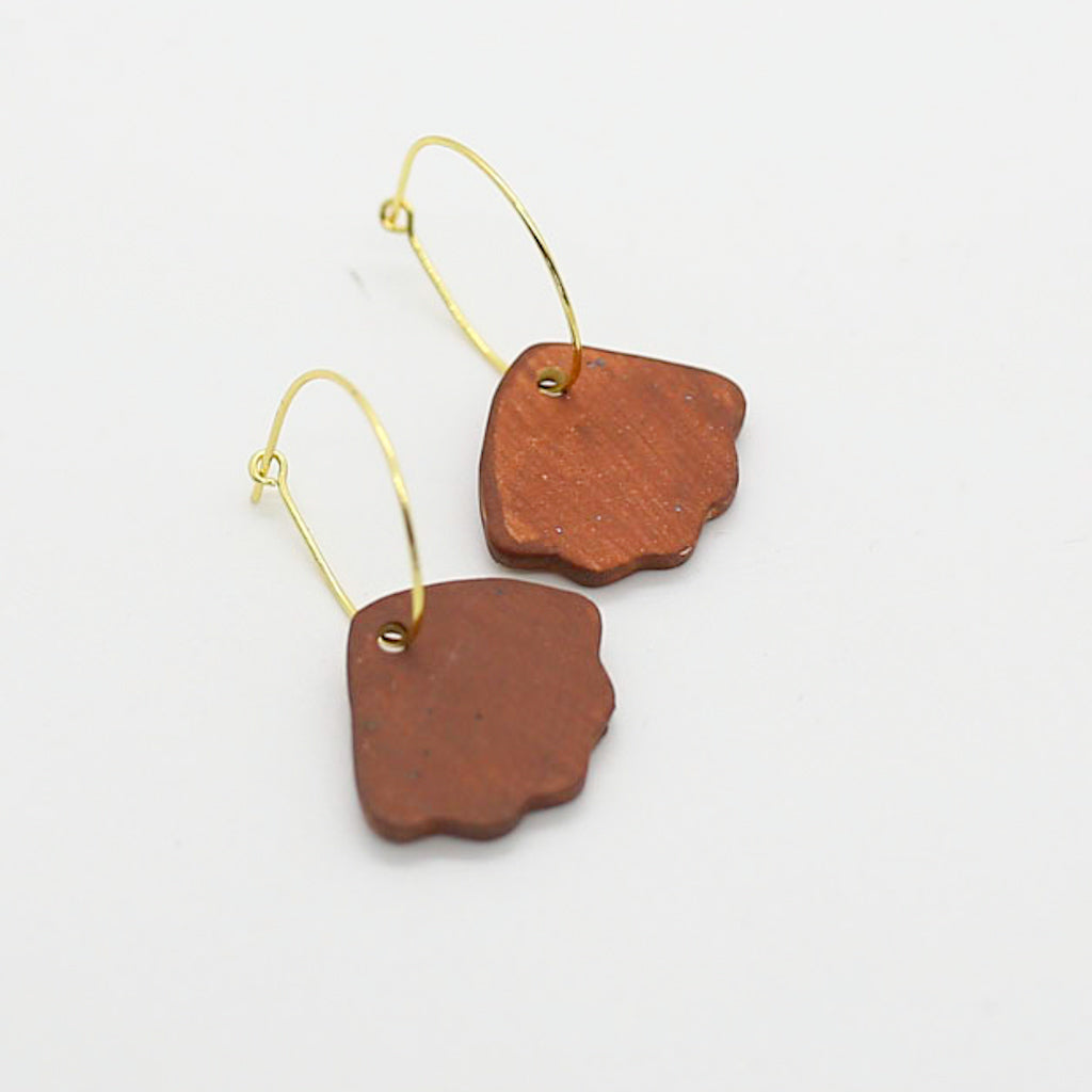 Small Rust Petal Hoop Earrings