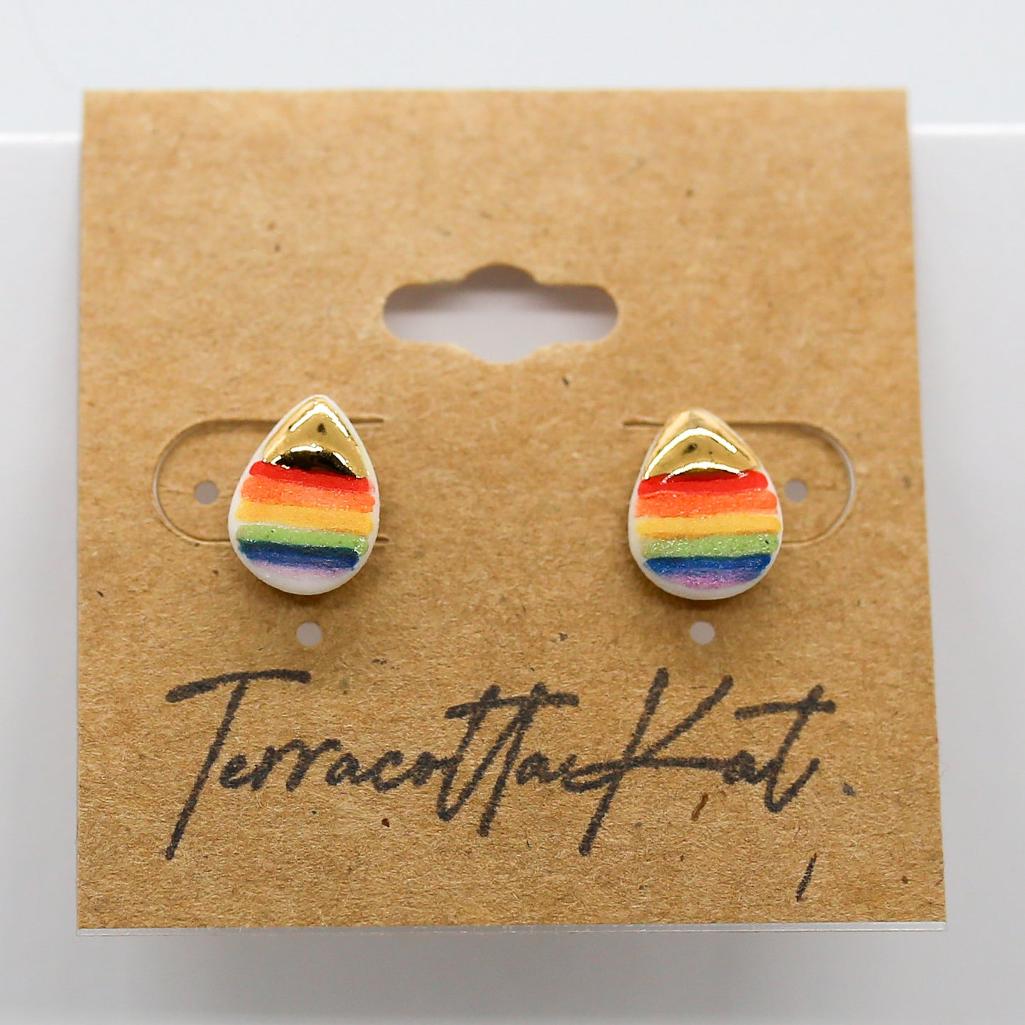 Small Teardrop Earrings in rainbow