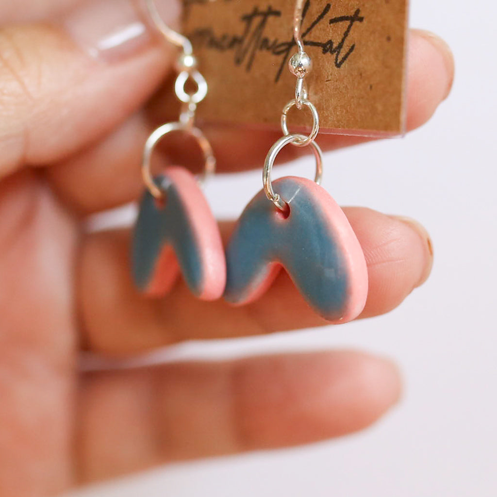Blue and Pink Boomerang Earrings