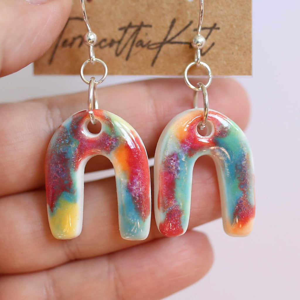 Rainbow Melt Arc Earrings