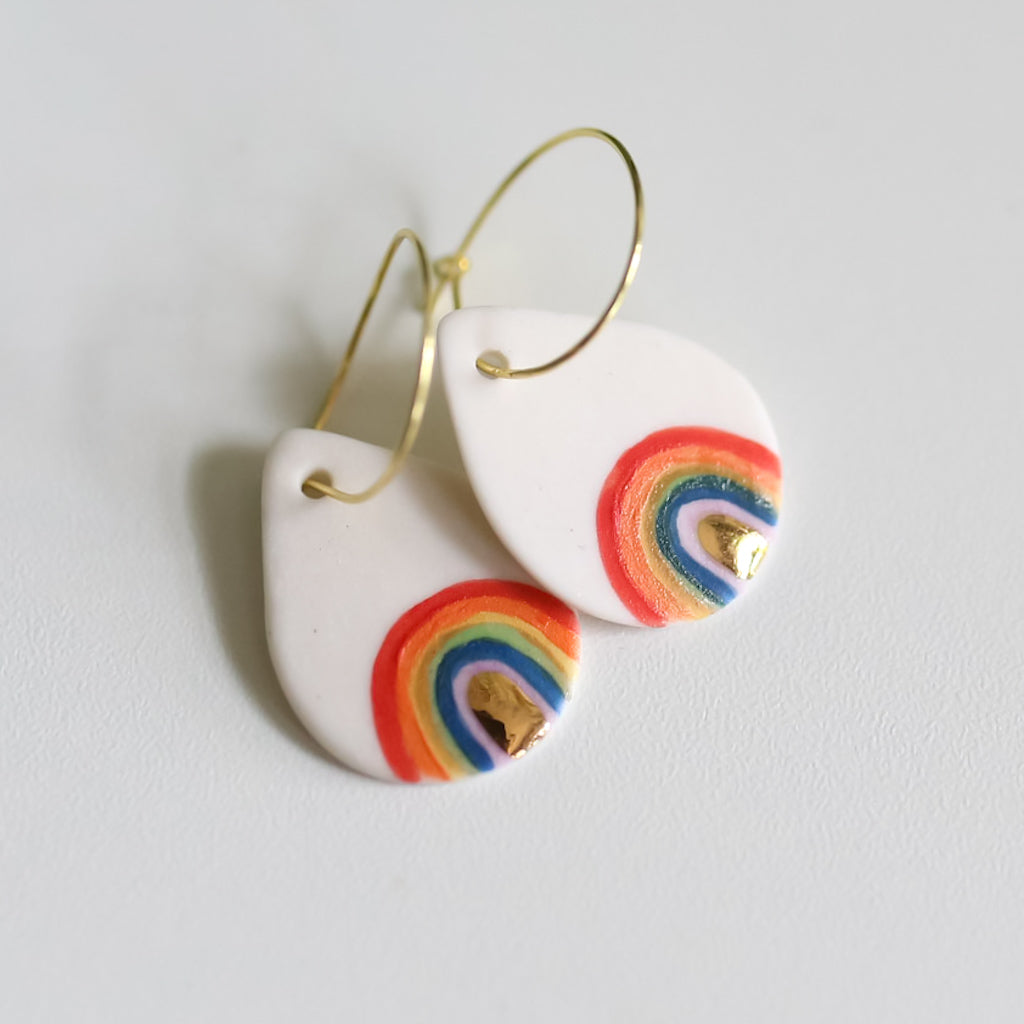 Rainbow Drop Hoop Earrings