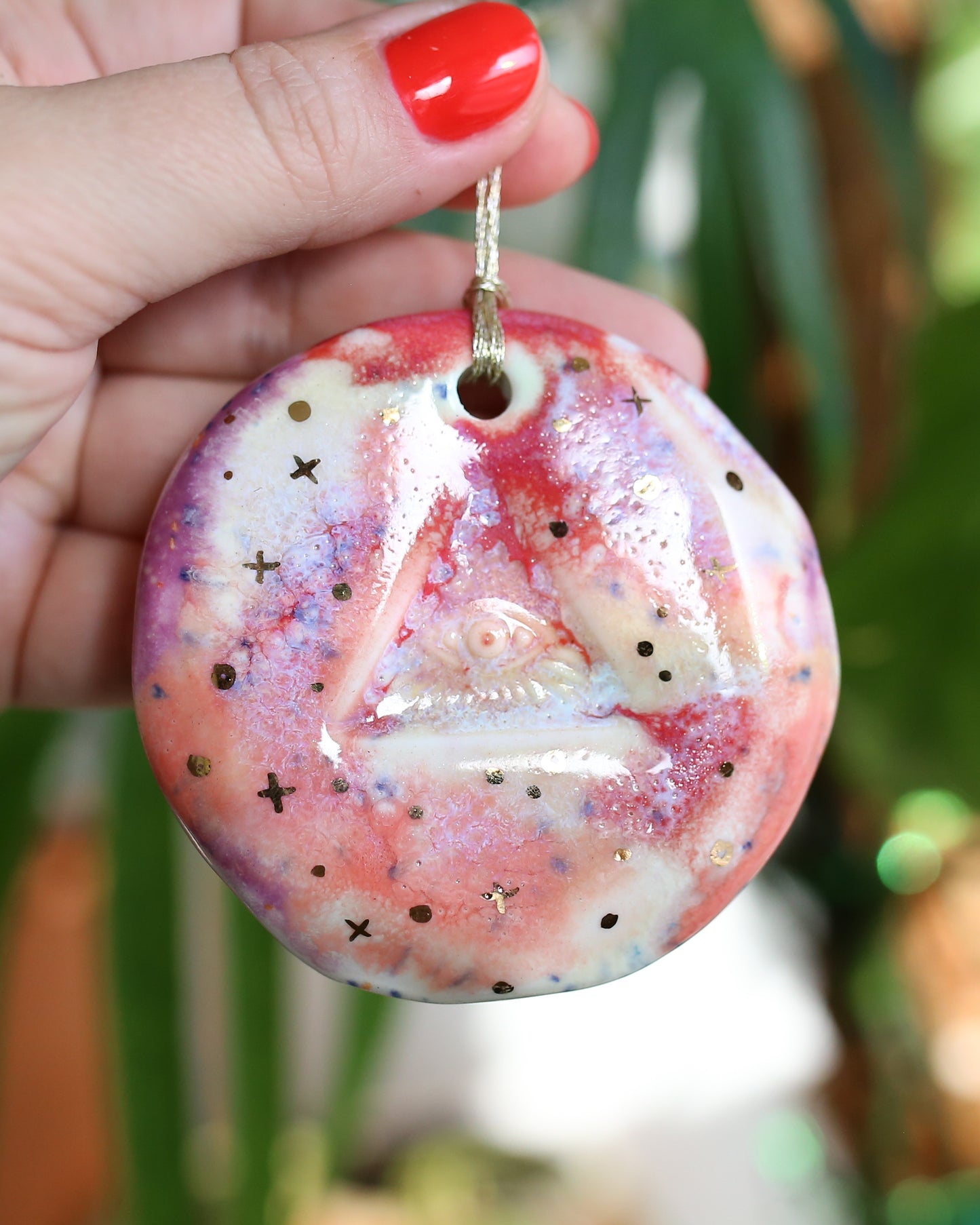 All Seeing Eye Ornament - Reds and Pinks
