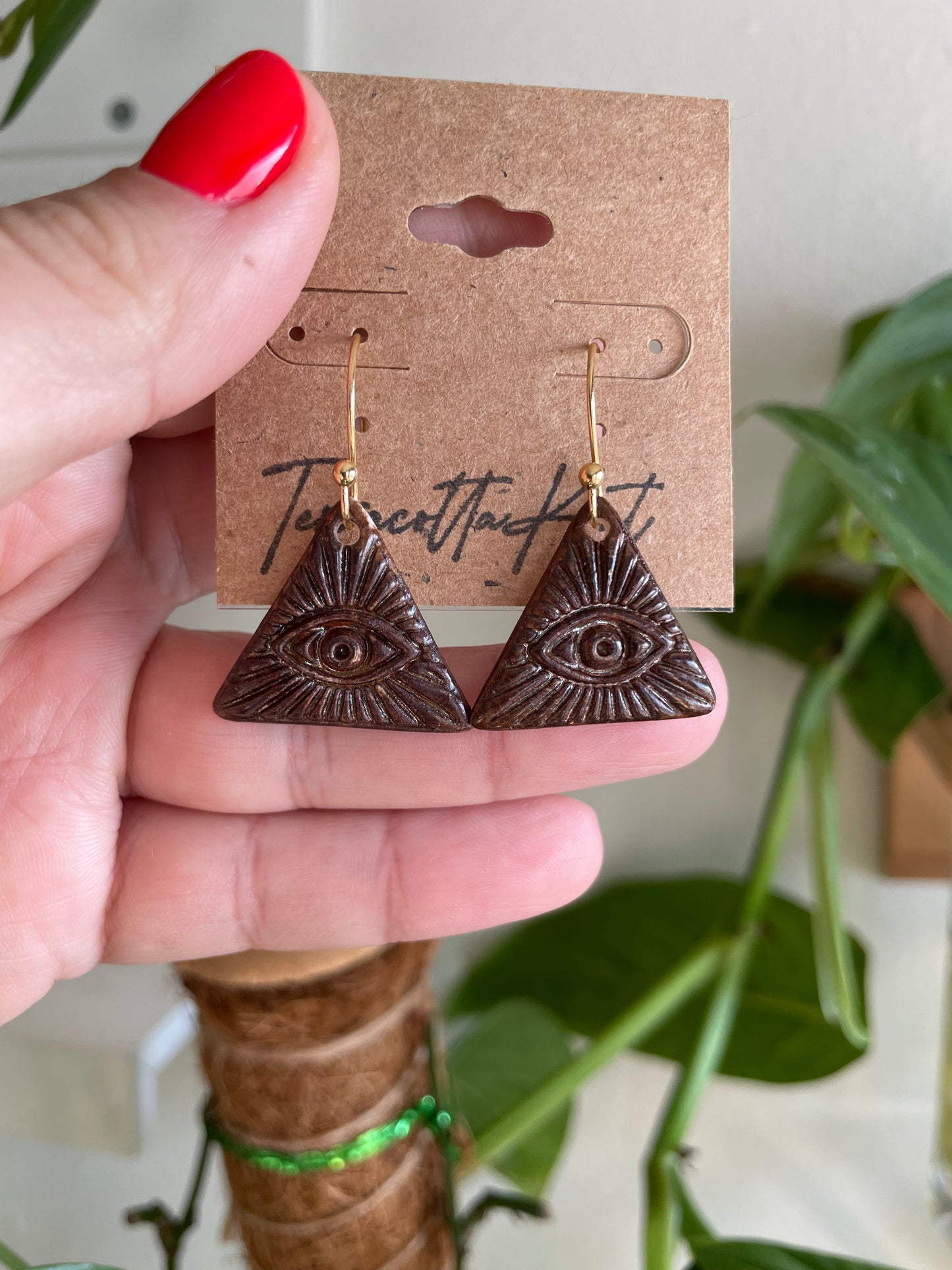 All Seeing Eye Earrings - Copper Fishhook