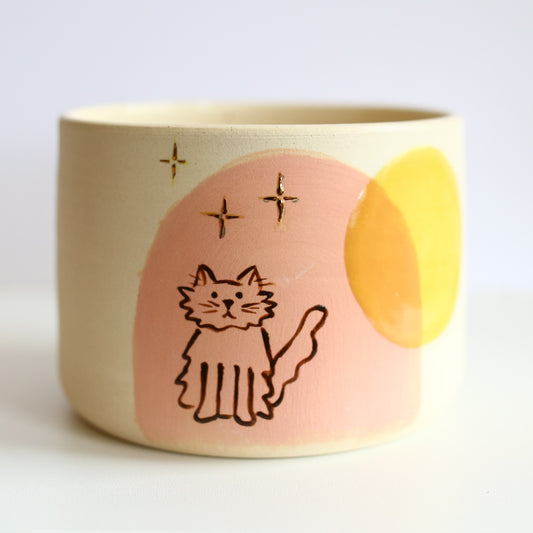 TCK #1316 Kitty Planter w/ Gold