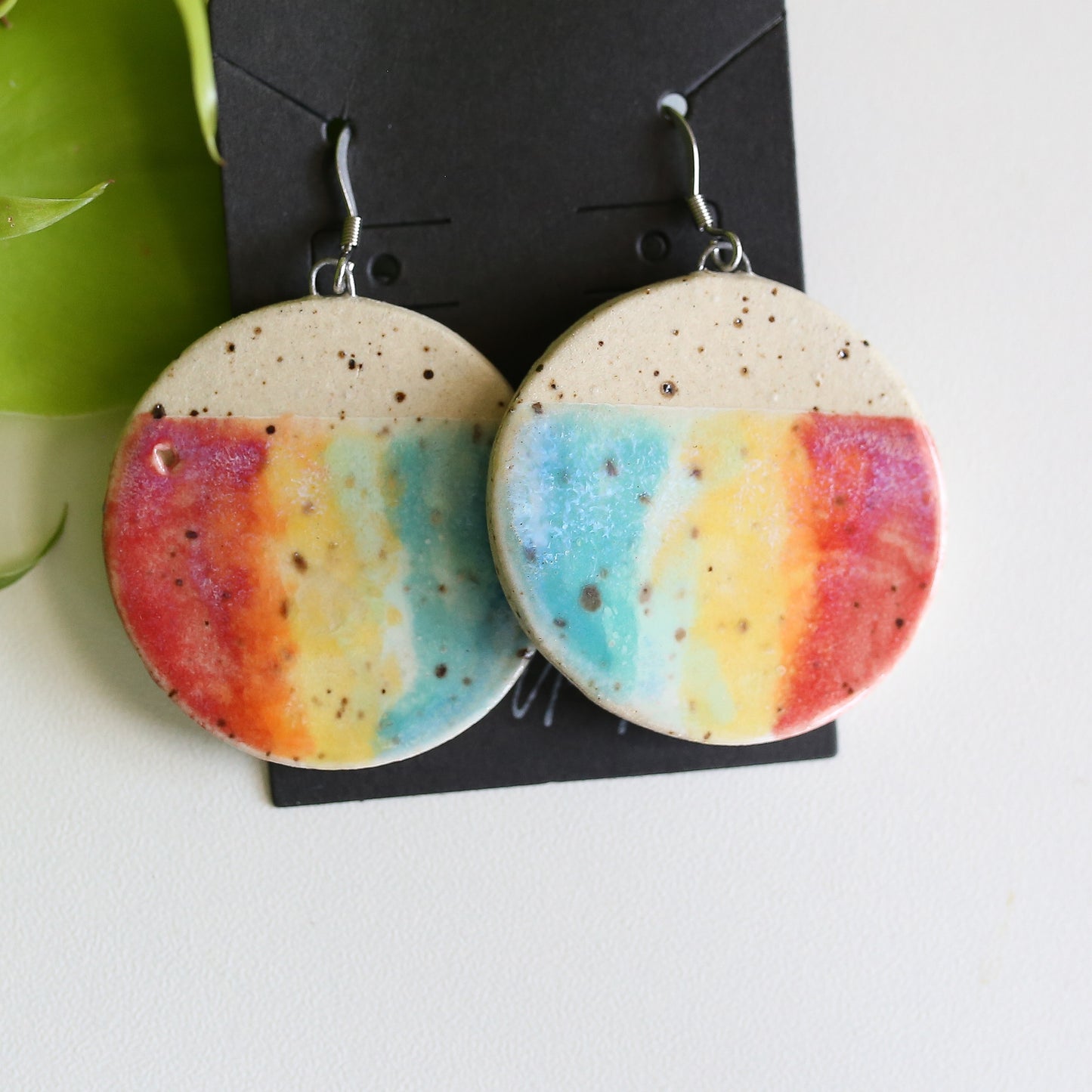 Large Rainbow Circle Earrings