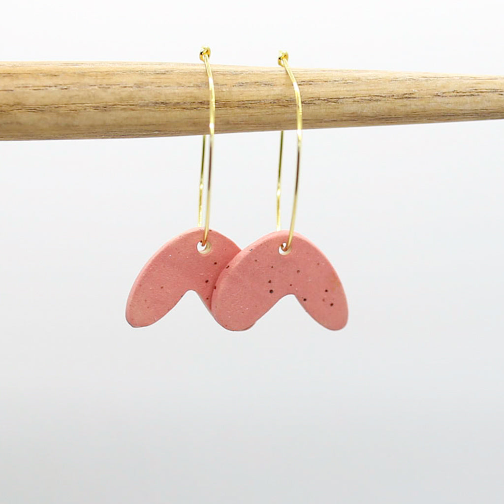 Pink Boomerang Hoop Earrings