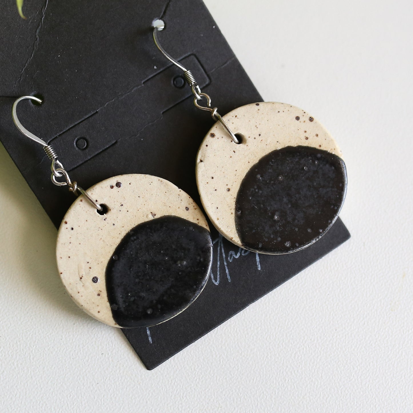 Medium Moon Earrings in Matte Black