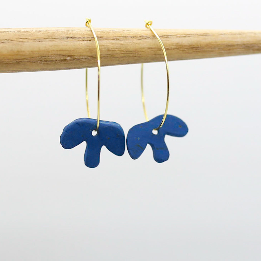 Blue Abstract Hoop Earrings